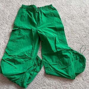 Love Tree Green Casual Pants Relaxed Fit Elastic Waist